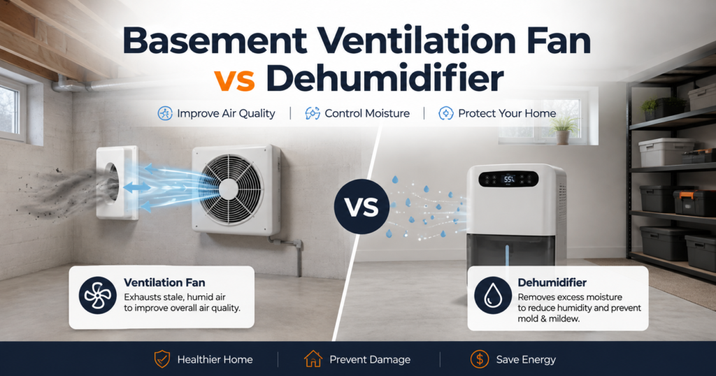Basement Ventilation Fan vs Dehumidifier